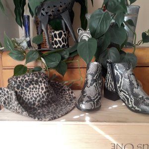 Animal print Leather Booties size 7